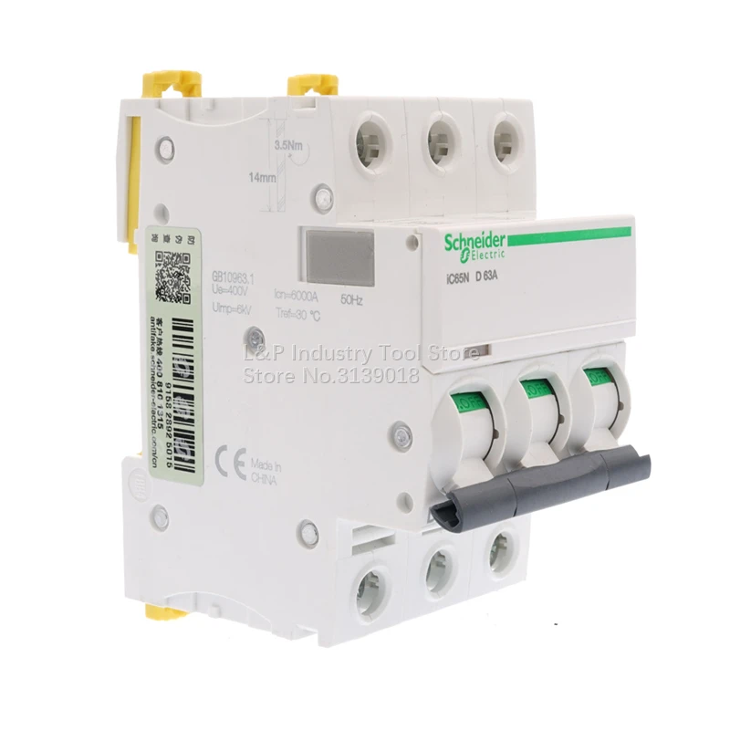 100% Chính Hãng Schneider IC65N 3P D63A A9F19363 AC Từ Mini Cầu Dao Tự Động MCB Ba Người Ba Lan Acti 9 Phân Phối Bảo Vệ