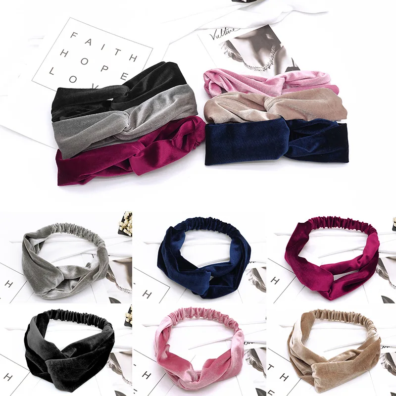 fashion gold velvet knot turban headband women girls scrunchy hair head bands wrap accessories for women headwrap headdress