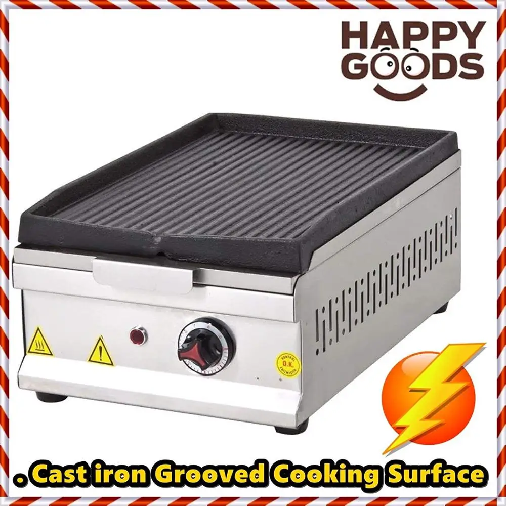 ELECTRIC Griddle Hot Plate Grill Cooker BBQ Stove Cast iron Grooved Commercial of for home use Cafe Restaurant Kitchen  220V