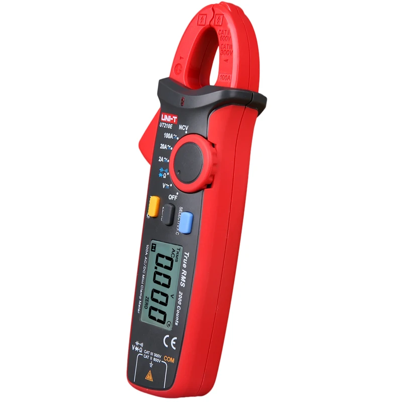 UNI-T UT210E/UT210D Mini Digital Clamp Meters; True RMS100A-200A ammeter, V.F.C./NCV/Temperature test,LCD Backlight