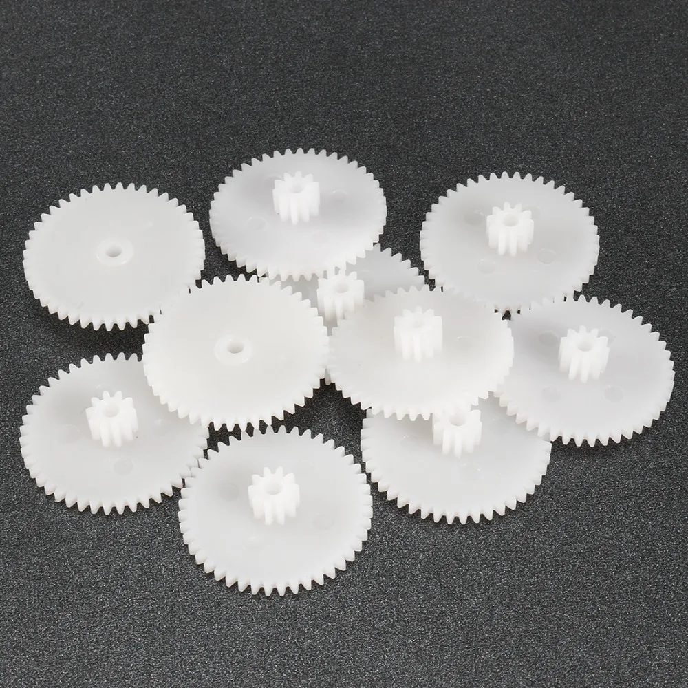 Uxcell 10Pcs 38102/44102/48102B White Plastic Gear with 38/44/48 Teeth Toy Accessories 2mm Hole Diameter for DIY Car Robot Motor