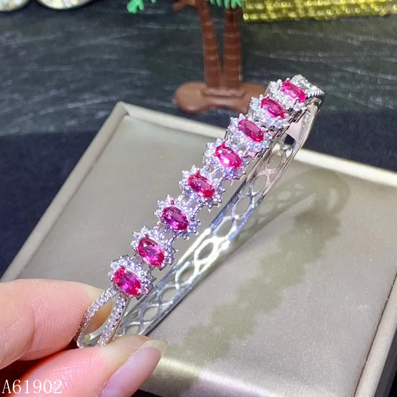 

KJJEAXCMY Boutique Jewelry Supporting test of 925 pure silver inlaid natural pink sapphire women's Bracelet