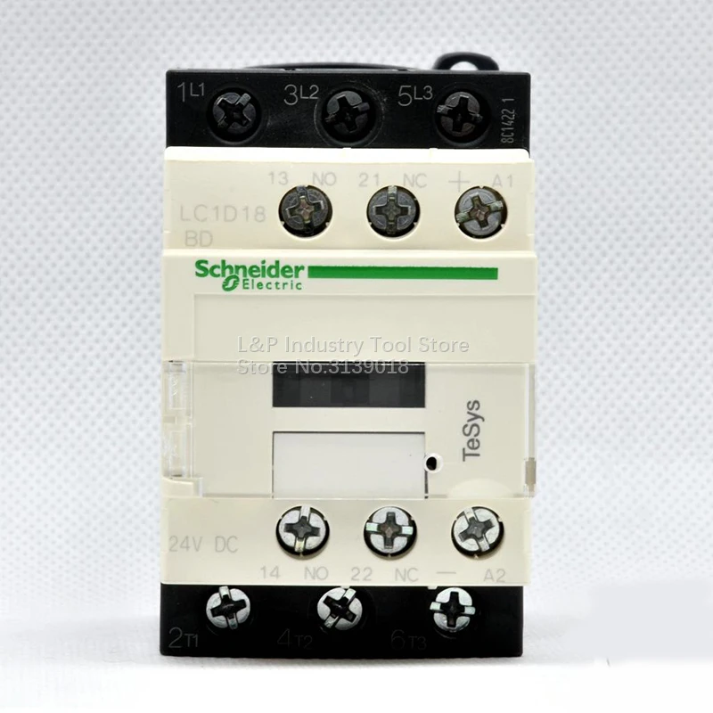 Original Schneider Electric LC1D18BDC DC24V Contactor Relay 9A 12A 18A 25A 32A 38A 24V DC 1NO 1NC Three Phase 3P Load 7.5KW-380V