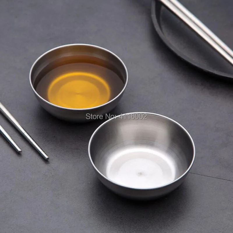 100pcs Stainless Steel Sauce Dish Kitchen Soy Sauce Small Dish Dip Plate Seasoning Bowl Condiment Container 8cmX3cm