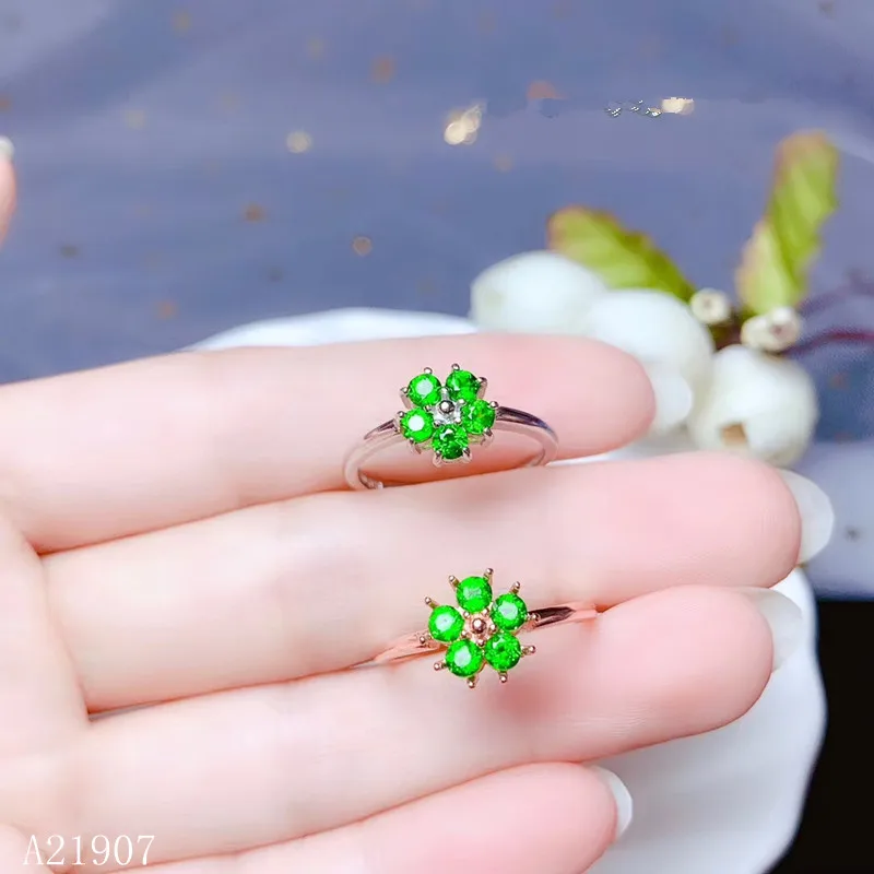 

KJJEAXCMY boutique jewelry 925 sterling silver inlaid natural diopside gemstone female ring support detection of new peacock