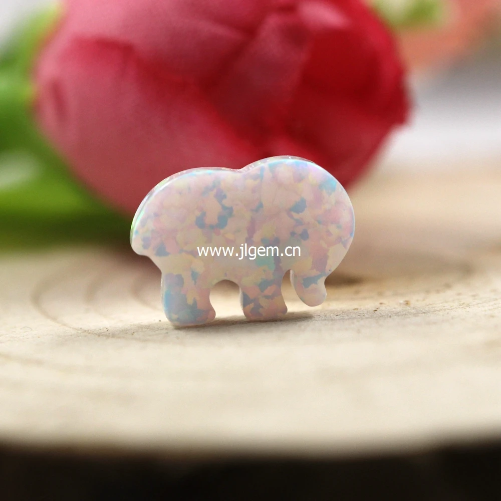 (2Pcs/5Pcs/Lot)OP17 White 8.6*12mm Full Drilled Elephant Synthetic Opal Stone  For Jewelry