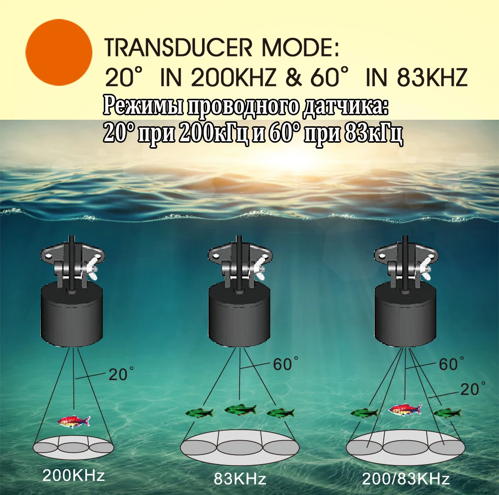 LUCKY FF718LiCD-T with color display Waterproof Portable Sonar Depth 100 M 200KHz/83KHz Dual Sonar Frequency