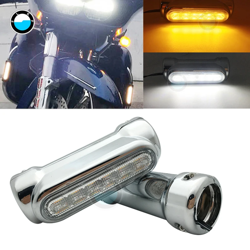 

2 pcs Black/chrome Highway Bar Lights Switch back Driving Light motorcycle steering lamp For Motorcycle Touring Victory