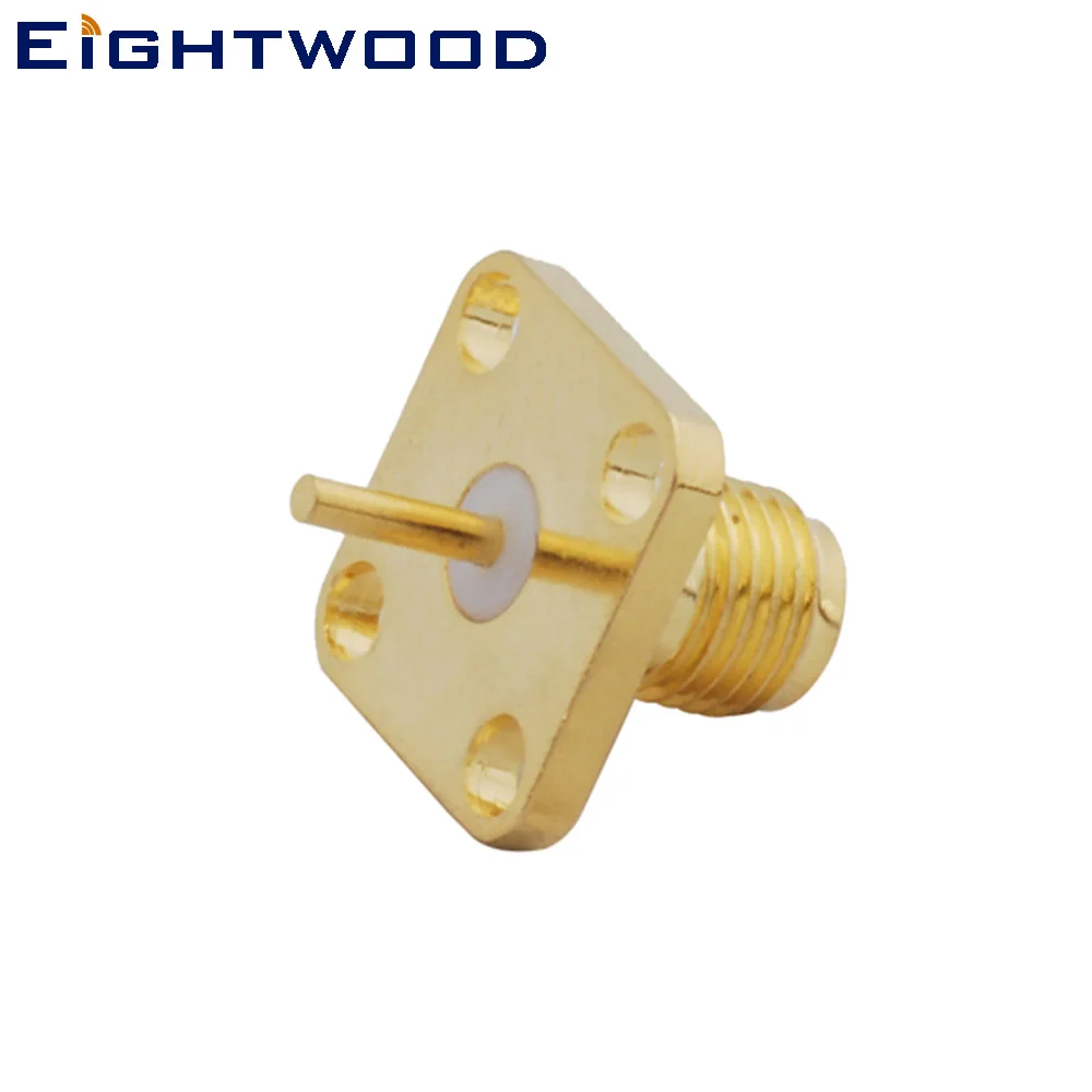 Eightwood RP SMA Jack Male Pin RF Coaxial Connector Adapter Four Holes Panel Mount for Base station Antenna Telecom PC/LAN