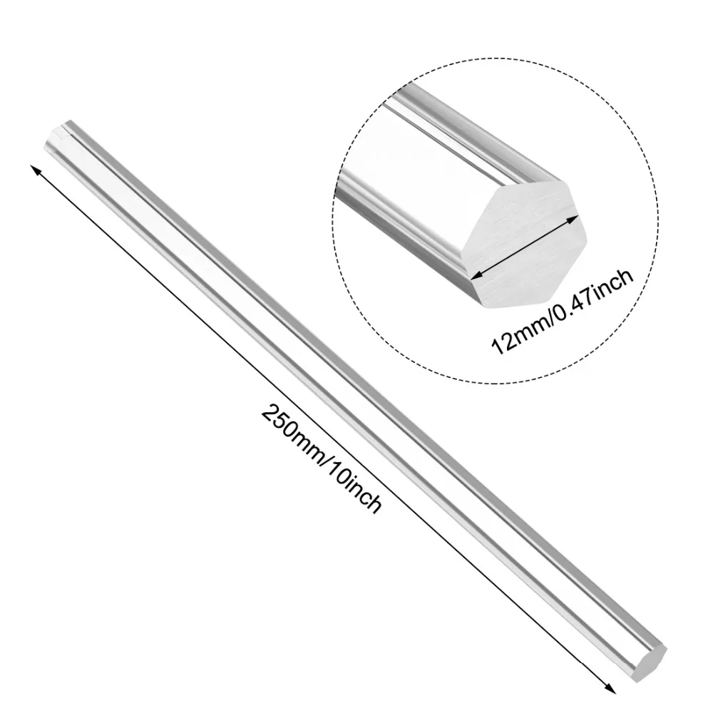 2Pcs Clear Acrylic Rod 5mm/6mm/8mm/12x12mm/15x15mm Diameter x250mm Length Round/Hexagon Solid Acrylic Round Rod PMMA Bar For DIY