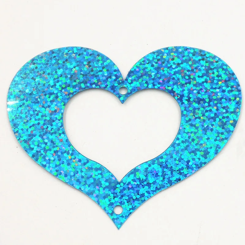 20Pcs 80*53mm Laser Pierced Loving Heart Sequins PVC 1 Hole Paillettes DIY Wedding Party Sewing Craft Lentejuelas Accessories