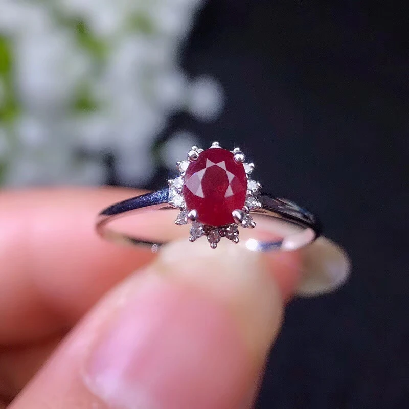 KJJEAXCMY Boutique Jewelryar 925 Pure Silver Embedded Natural Chicken Blood Ruby Female Ring Support Detection