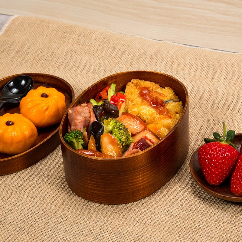 Japanese style travel box natural bento boxes sushi wood case healthy kitchen tableware bowl food container lunch picnic storage