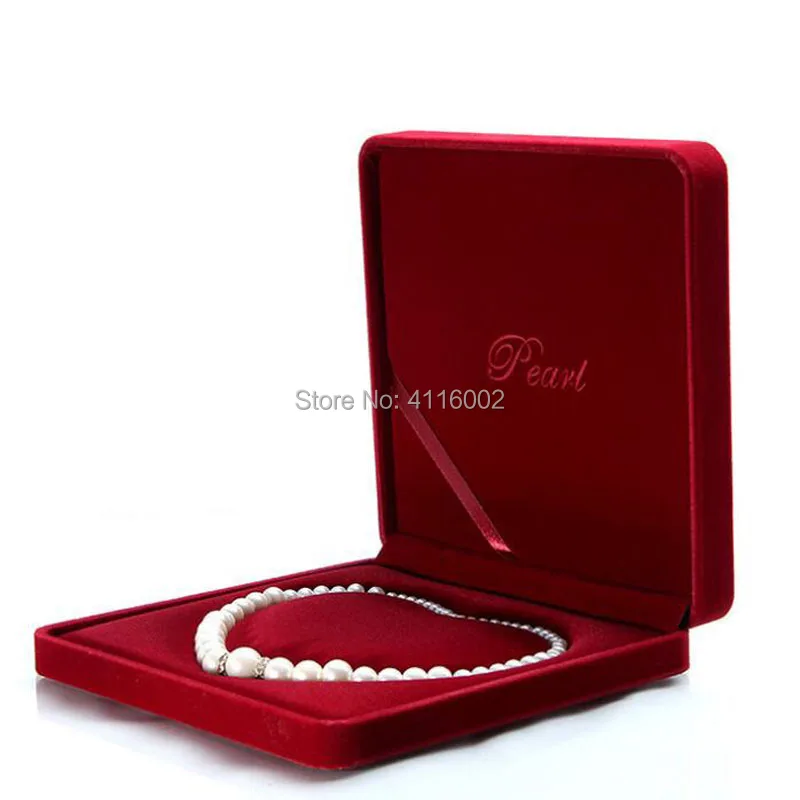 10pcs Big Velvet Pearl Necklace Box Case Heart Core Jewelry Packaging Box Storage Gift Boxes Jewelry Carrying 19x19x4cm