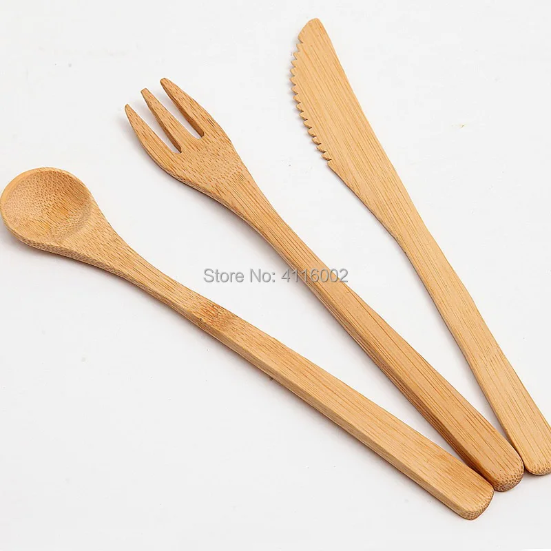 

3Pcs/Set Eco-friendly Japanese Portable Cutlery Set Bamboo Dinnerware Set Knife Fork Dinner Tableware Set