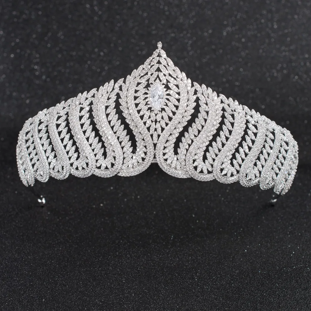 

Luxury Crystals CZ Cubic Zirconia Wedding Bridal Crown Women Prom Hair Jewelry Accessories CH10132