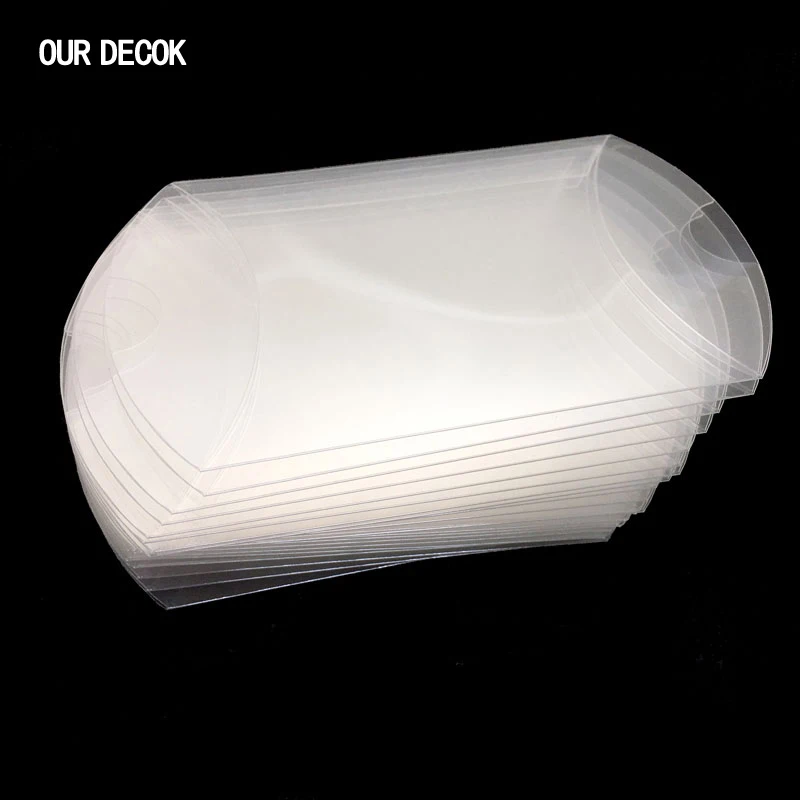 100 Pcs/lot 9cmx6.5cmx2.5cm Pillow Shape Sweet Candy Box Packaging Gift Box for Wedding Party Favor Decor Clear PVC Wholesales