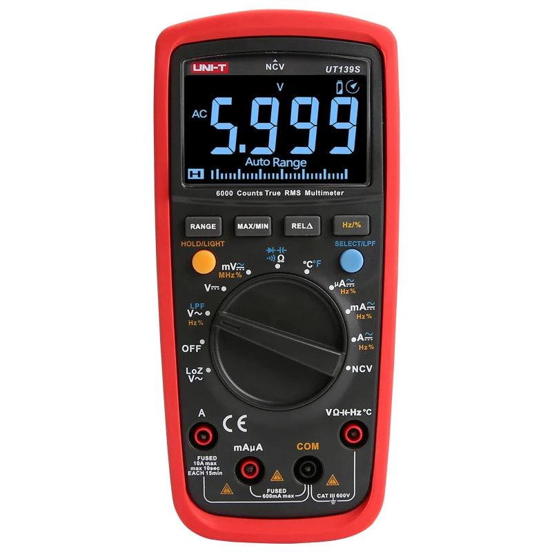 UNI-T UT139S/UT139E True RMS Digital Multimeter; Precision Digital Multimeter; LPF(ACV)/LoZ LoZ (ACV) Test, NCV/Temperature Test