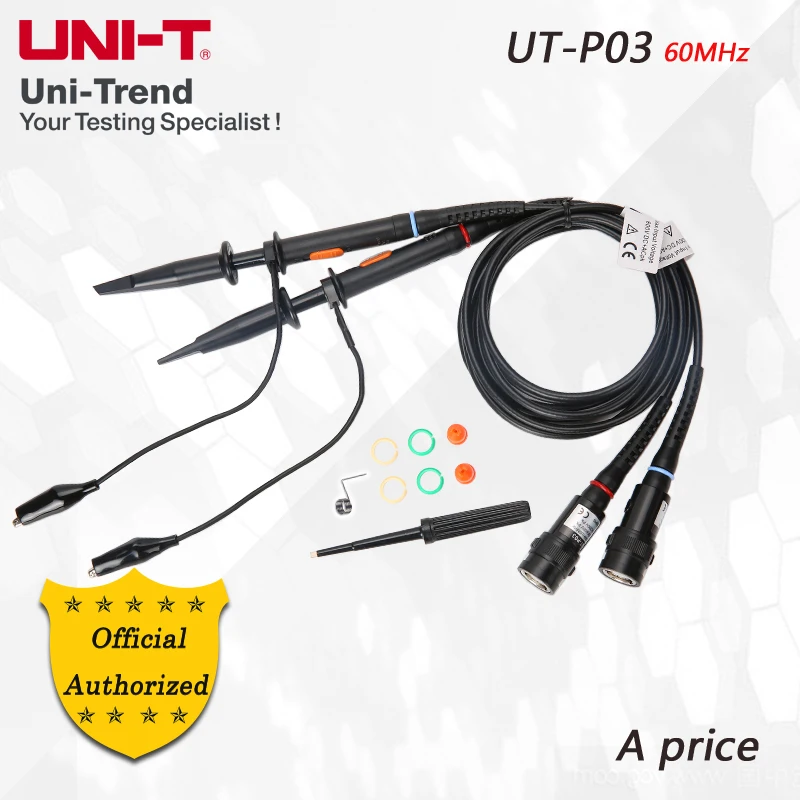 

UNI-T UT-P03 60MHz Passive probe; 60MHz oscilloscope probe; suitable for UTD2062CE/2052CL/2052CEL/2052CEX/2062CM, etc.