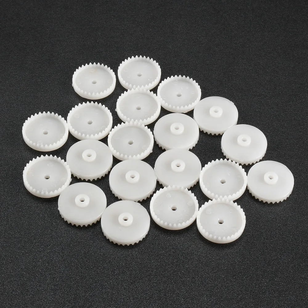 Uxcell 20Pcs C202/C282/C322A 2mm Hole Diameter White Plastic Gear Toy Accessories with 20/28/32 Teeth for DIY Car Robot Motor