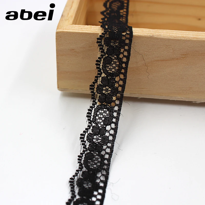 10yards narrow polyester no-elastic Black white Lace Trims Wedding party Gift box decoration flower wrapping ribbon garment tape