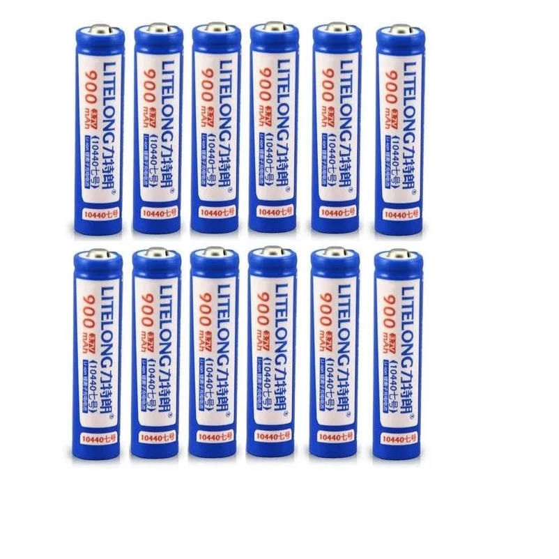 12pcs/lot 3.7v 10440 lithium battery super capacity hand suitable for flashlight toy 900MAH AAA rechargeable battery