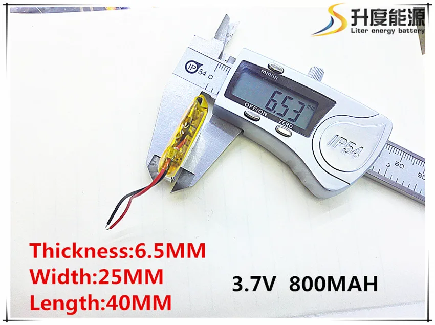 3.7V lithium polymer battery 6.5*2540 652540 800mAh MP3 MP4 GPS  6.5*25*40mm lithium battery small stereo  GPS