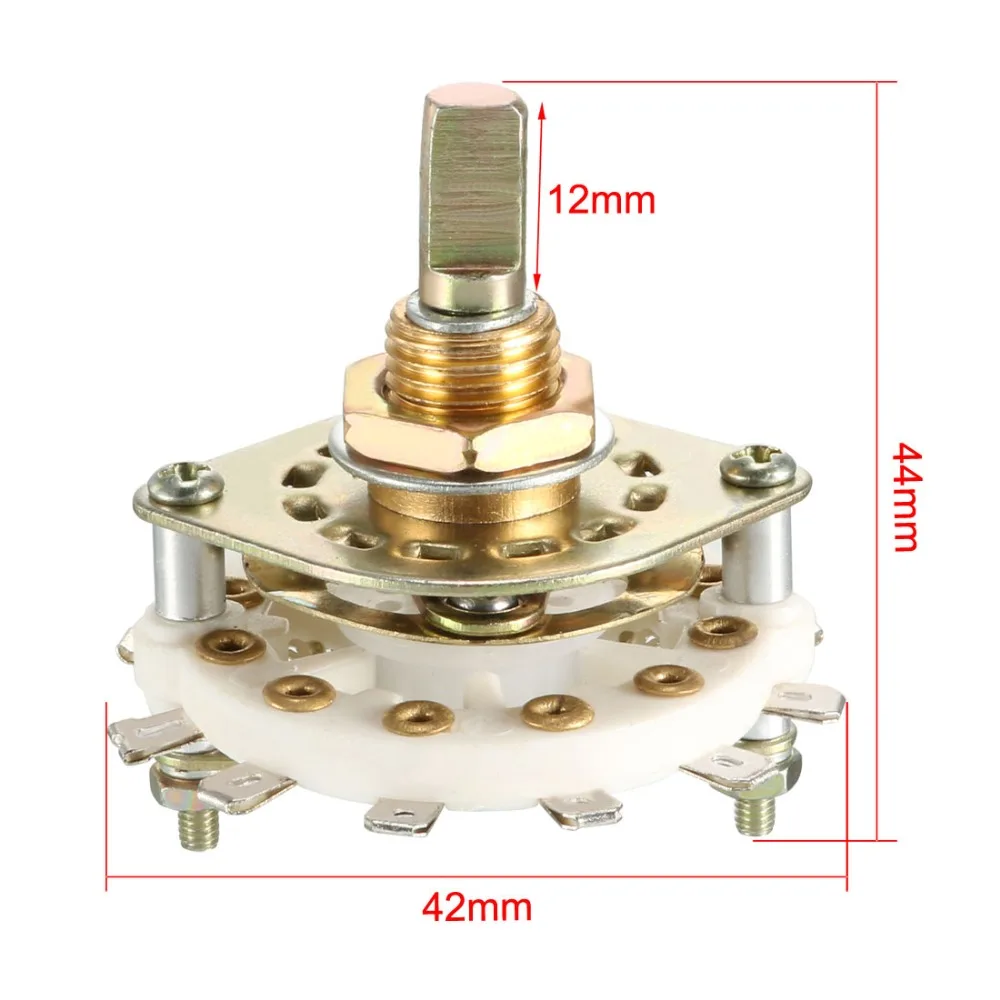 UXCELL 8/10/12Pin 1/2 Pole Switch 4/5/7/11 Position Select Table Single Deck Band Selector Rotary Switch for Radio TV Industrial - Image 3