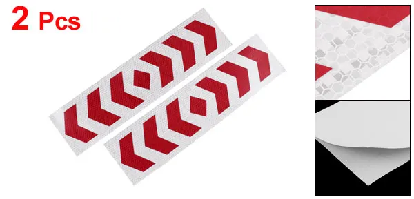 X Autohaux 2 Pcs Plastic Arrows Printed Type Car Suv Reflective Warning Sign Sticker Tape Red White