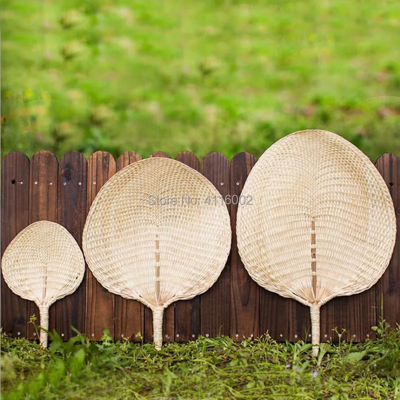 20pcs Handmade Woven Palm Leaf Fan Natural Material Healthy Palm Leaf Hand Fan For Summer Beach Wedding Party