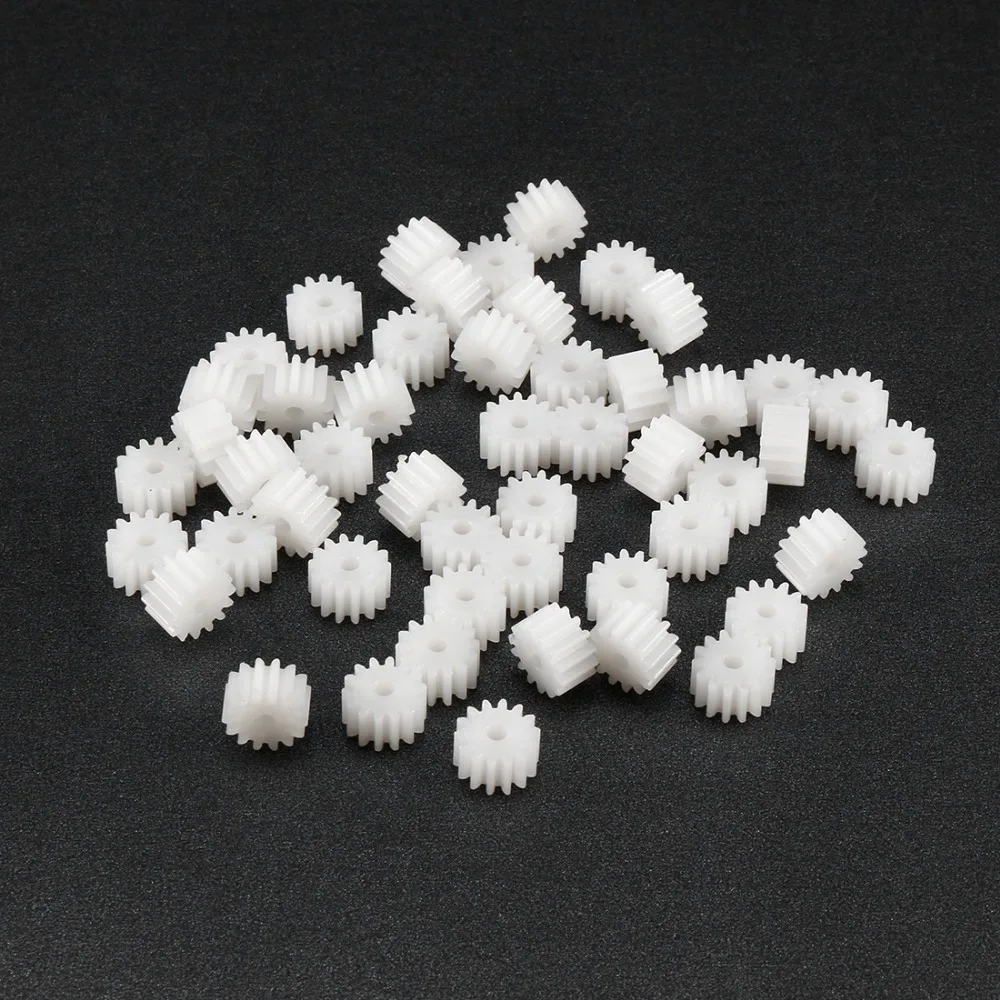 Uxcell 50Pcs 2mm Hole Diameter 082/142A 5x5/4.5x8mm Plastic Shaft Gear with 8/14 Teeth Toy Accessories for DIY Car Robot Motor