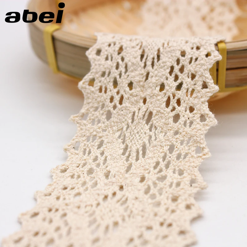 5cm 2Yards/lot Beige Black Cotton Material Lace Trims Apparel Accessories DIY Patchwork Handmade Wedding Scrapbook Craft Decors