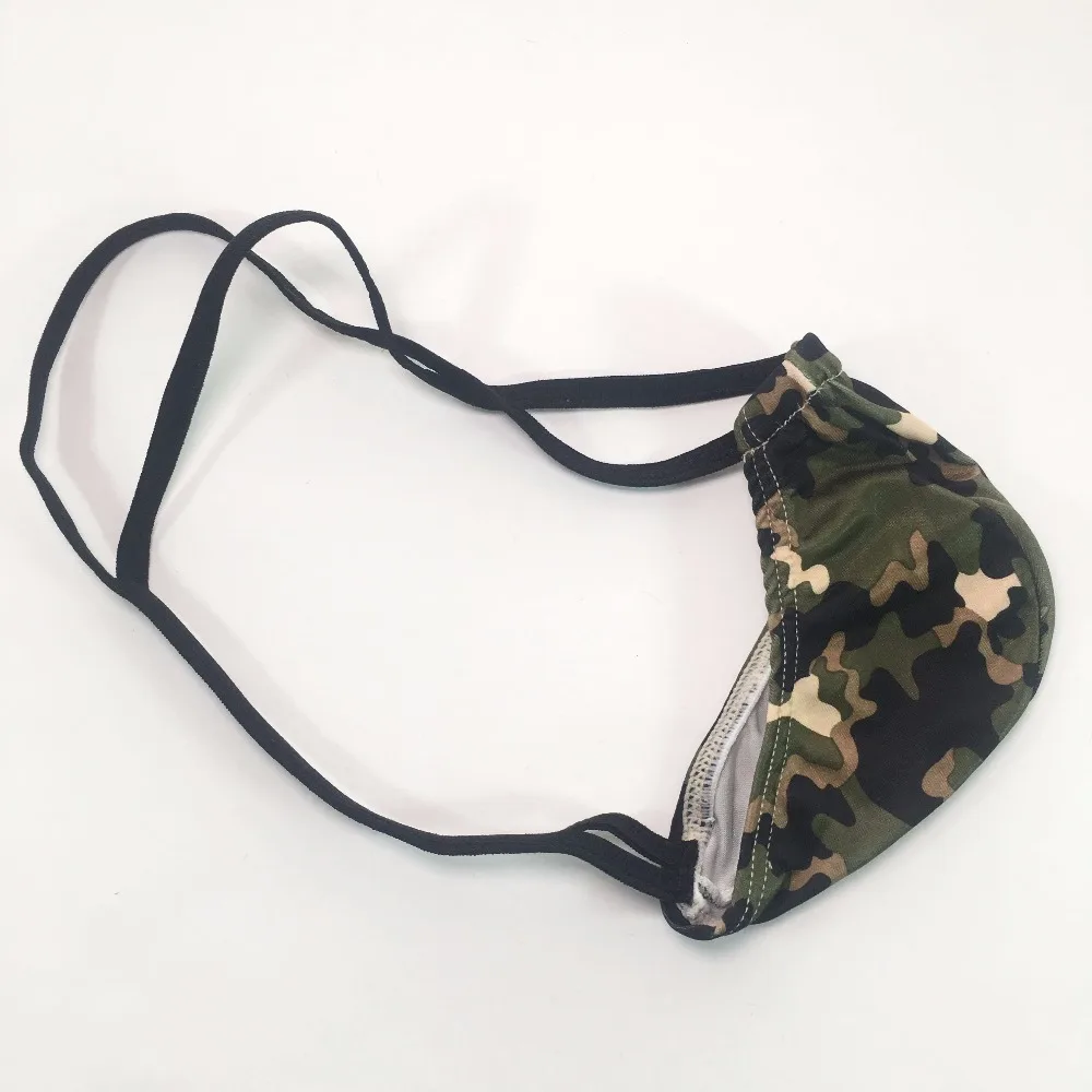 G2834 Mens Sexy Mini String Pouch Thong Printed Camo Camouflage