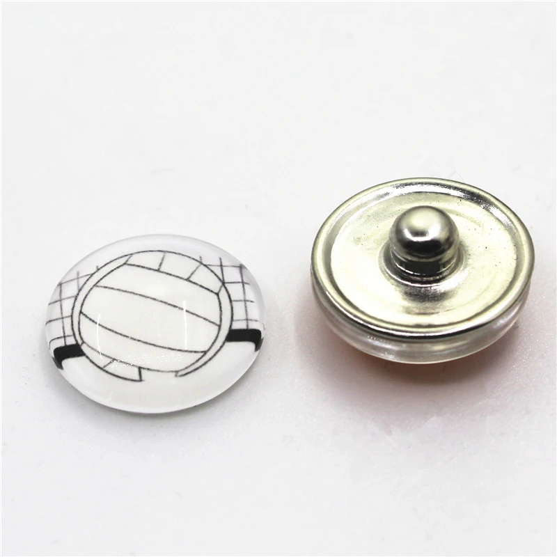 Hot Selling 20pcs/lot  Volleyball Sports Events Snap Buttons For 18mm Snap Bracelet&Bangles DIY Snap Jewelry Charms