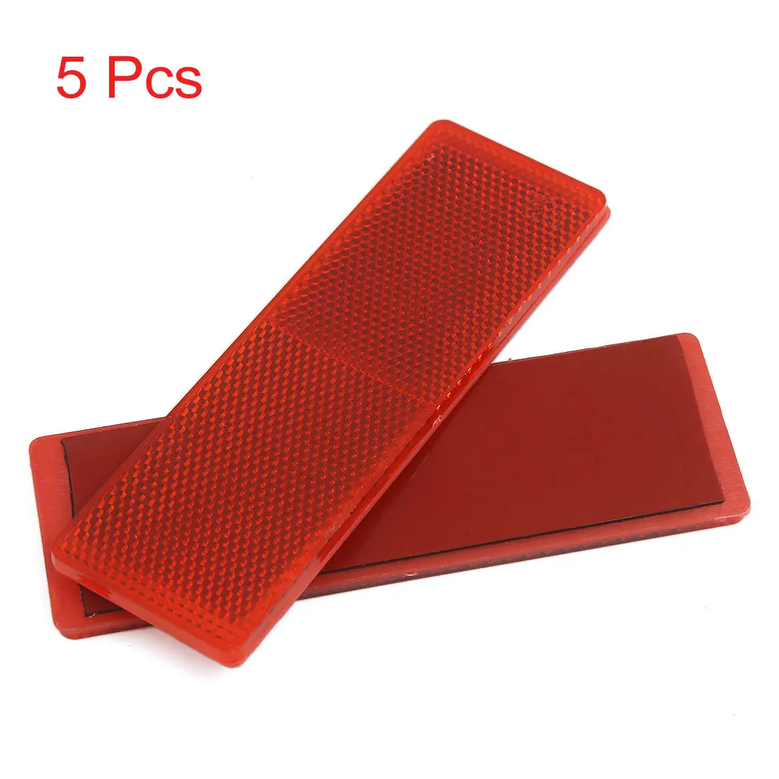 X Autohaux 145x50x6mm Car Red Plastic Reflective Plate Sticky Reflector Long With Holes 5Pcs