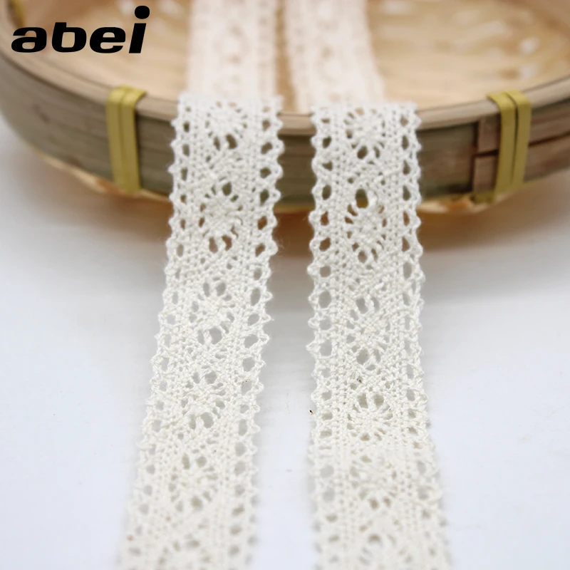 10yards/lot 19mm Beige Lace Trims Cotton Ribbon Material Garment Hometexile Accessories Wedding Craft Scrapbooking Lace Supplier