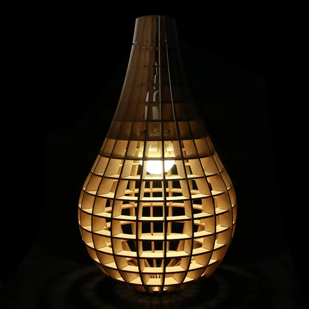 Novelty Light Bulb Shape Light Creative Cage Chandelier Lamp Clever Light Bulb Light Wooden Bulb Pendant LED Floor Lamp