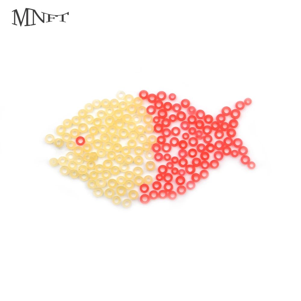 MNFT  300PCS/Packs Micro Pellet Bait Bands Match Fishing Terminal Tackle Pale Yellow Red Bait Rubber