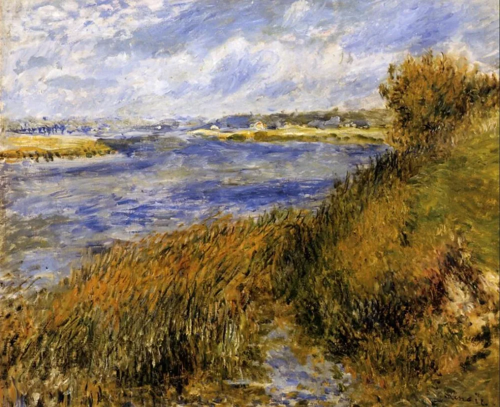 High quality Oil painting Canvas Reproductions The Banks of the Seine at Champrosay   By Pierre Auguste Renoir hand painted