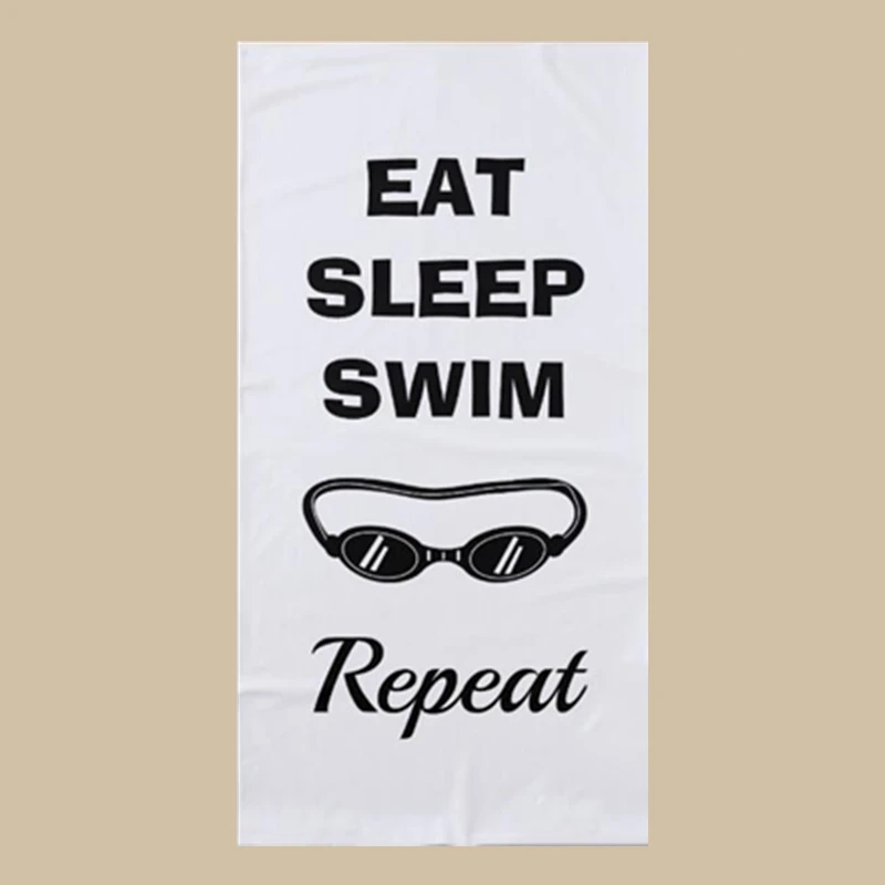 

Funny Eat Sleep Swim Repeat Beach Swimming Towel for Adult Kids Novelty Swimmer Goggles Towels for Pool Travel Face Towels Gifts