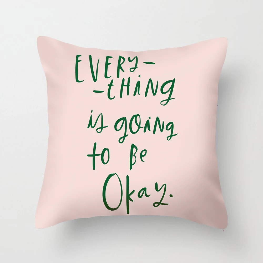 45x45cm double side pink printed pink cushion cover sofa words pillow covers decorative lumbar pillowcase home decoration