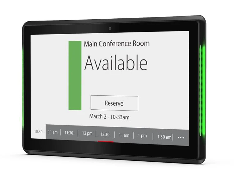 Pantalla de horario de sala de reuniones de código abierto de 13,3 pulgadas con barra LED (Android OSD 8,1, RK3288, wifi, ethernet con PoE)