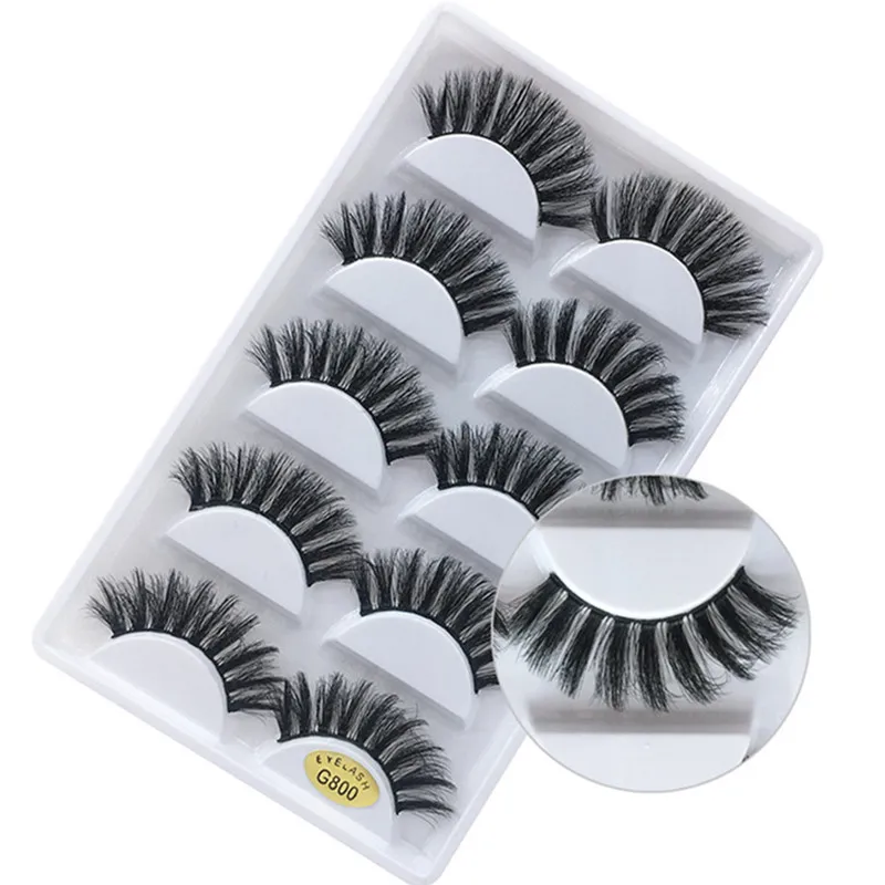 5 Pairs/Box 3d Mink lashes 100% Thick real mink false eyelashes natural for Beauty Makeup Extension fake Eyelashes false lashes