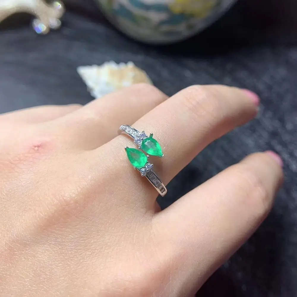 KJJEAXCMY boutique jewelry 925 sterling silver inlaid natural emerald female ring support test