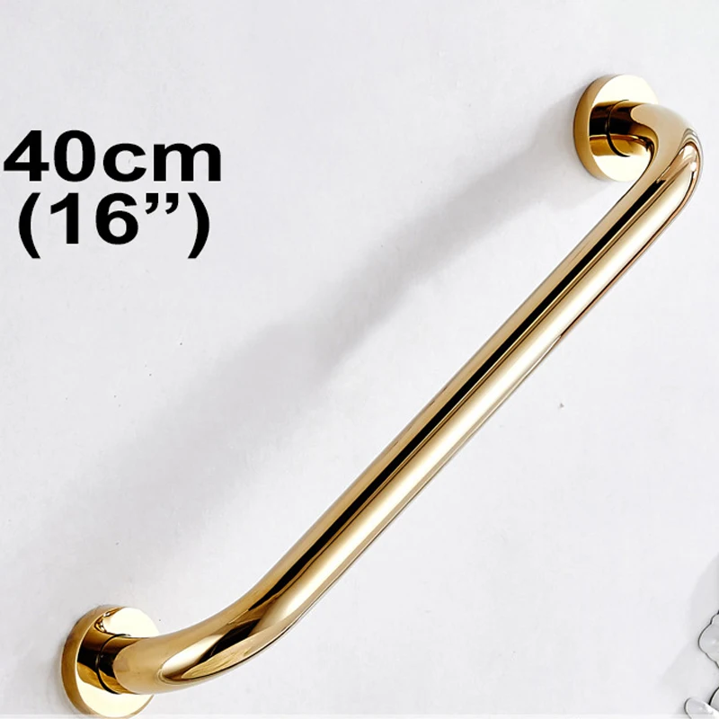 IMPEU Home Care Grab Bar, 40cm, Polished Gold, Solid Brass, Good for Bathroom Bathtub Handrail, Shower Safety Support