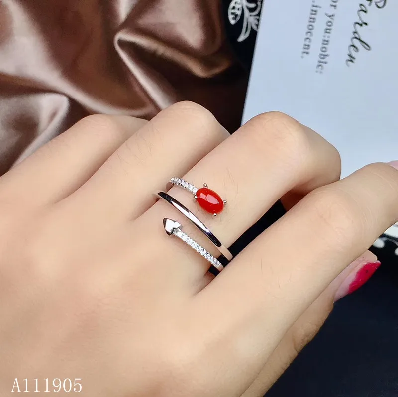 

KJJEAXCMY boutique jewelry 925 sterling silver inlaid natural red coral gemstone female ring support test