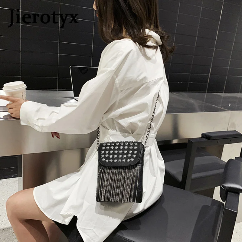 JIEROTYX Fringed with Diamonds Women\'s Bag Messenger Bags Designer Fashion Chain Female Shoulder Bag High Quality Wholesale