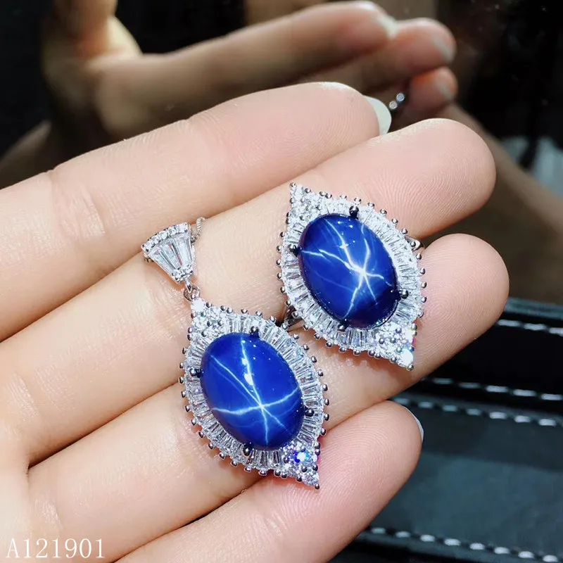 KJJEAXCMY Boutique Jewelryar 925 Silver Previous Natural Starlight Sapphire Women's Ring Pendant Necklace Support Detection