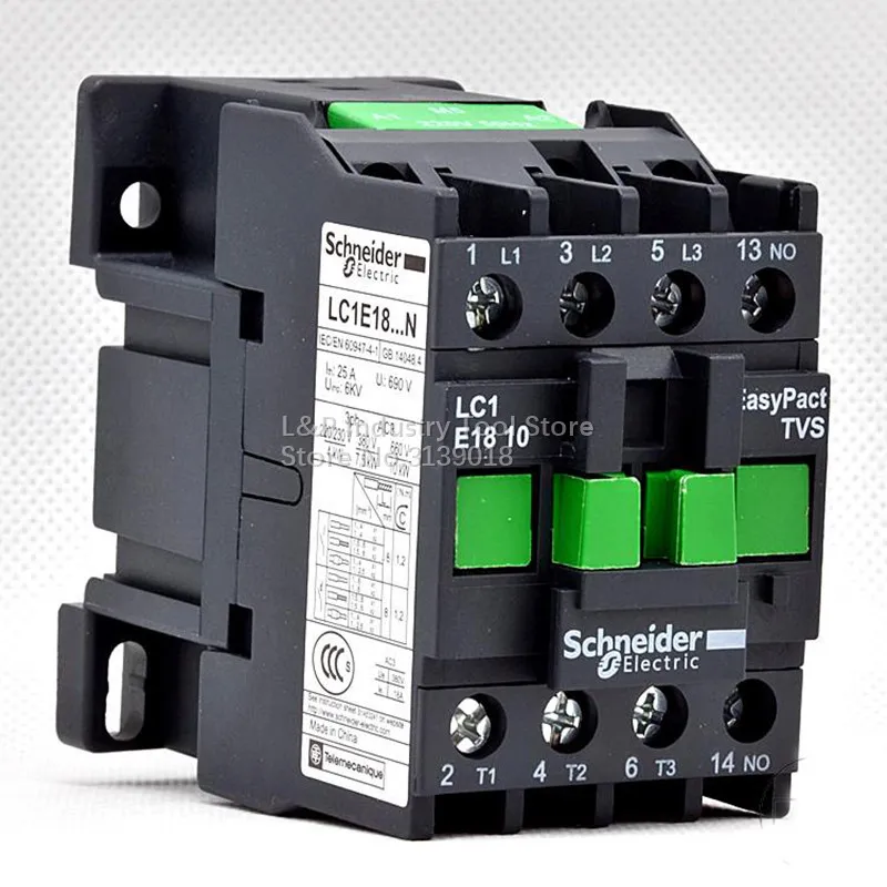 100% New Original Schneider Electric LC1-E EasyPact TVS Series Voltage 220V Contactors 18A LC1E1810M5N Updated To LC1N1810M5N