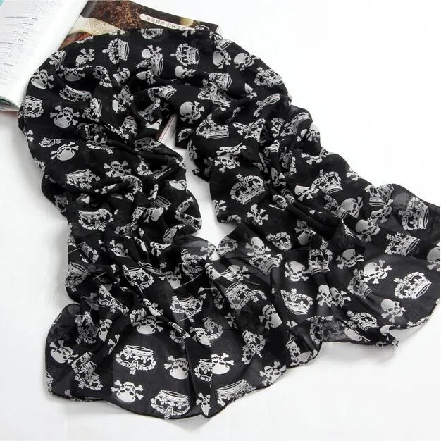 1PC New Fashion Women Ladies Girls Cool Big Skull Head Skeleton Scarf Neck Wrap Shawl Stole Warm Winter Pashmina 150*50cm